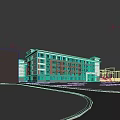 Modern Multi Story School Building With Red Brick White Walls Large Windows And Green Lawn