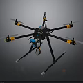 Space Exploration Hexacopter Drone With Black And Orange Design For Mission
