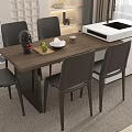 Modern Wooden Dining Table Set With Black Chairs Kitchen Counter Sink And Bright Window View