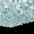 Contemporary Transparent Acrylic Cylindrical Tube Ceiling With Layered Geometric Lighting Arrangement
