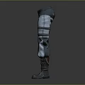 Stylish Gray Cargo Pants with White Accent Strips and High Top Lace Up Boots