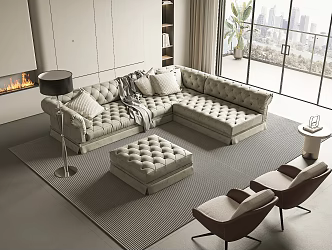 Jane European Sofa Coffee Table Combination Sofa Coffee Table Seat Ornaments 3d model