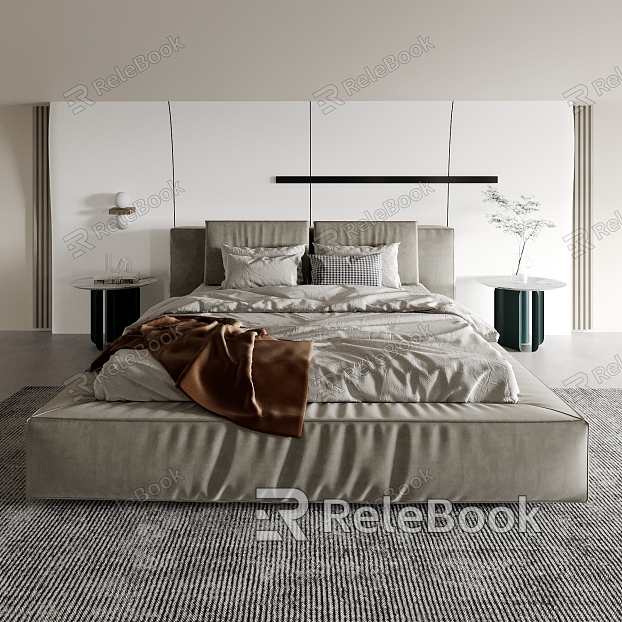 Bed Double Bed Bedroom Bed Hotel Queen Bed model