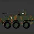 Military Armored Vehicle With Six Wheels Camouflage Paint And Top Mounted Weapon
