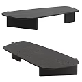 Modern Dark Wooden Coffee Table With Smooth Top And Sturdy Black Legs 3d model