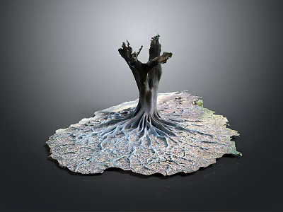 Natural Wood Stone Root Shaped Sculpture With Textured Surface And Organic Design 3d model