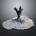 Natural Wood Stone Root Shaped Sculpture With Textured Surface And Organic Design