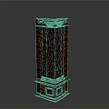Red Wooden Architectural Pillar With Intricate Carved Decorations And Classical Design