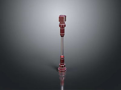 Vintage Red Microphone With Metallic Body And Gray Gradient Surface 3d model