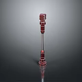 Vintage Red Microphone With Metallic Body And Gray Gradient Surface