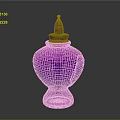 Decorative Purple Vase With Shiny Golden Lid And Smooth Surface