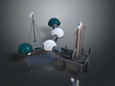 Advanced Rocket Engine System With Solar Panels And Spherical Components Design 3d model
