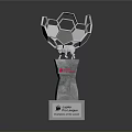 Soccer Ball Shaped Trophy With Metallic Body And Marble Base Engraved