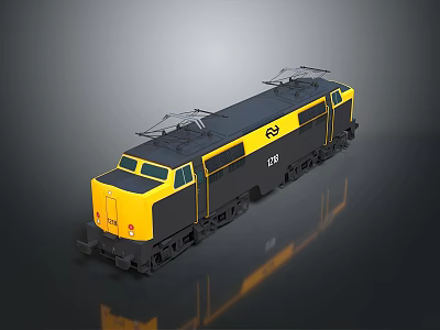 Yellow And Black Electric Model Train With Pantograph Front Windows And NS Logo 3d model