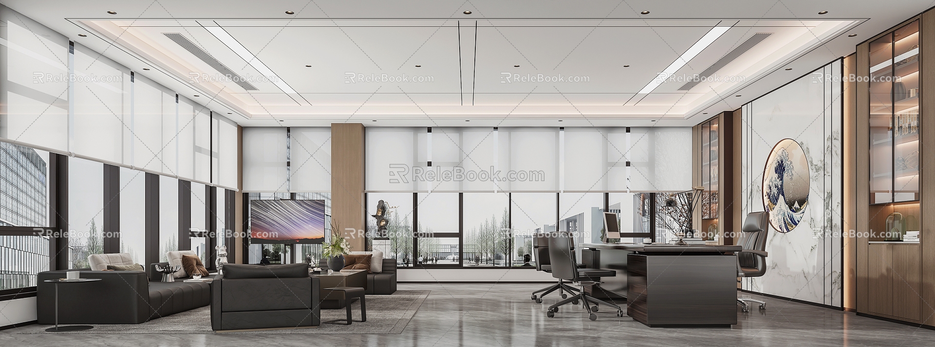 Light Luxury Simple Chairman's Office 3d model