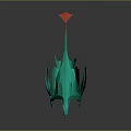 Green Origami Dragon 3D Model With Sharp Wings Yellow Eyes And Red Accents