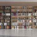 Modern Bookcase With Multiple Shelves Holding Books Decorations And Green Plants