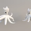 Two White Stylized Octopus Aquatic Animal 3D Models With Minimalist Design 3d model