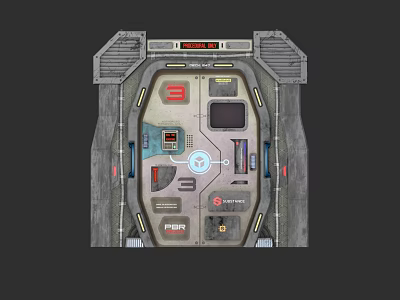 Futuristic Industrial Gate Design With Control Panel Digital Display And Metal Structure 3d model
