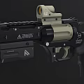Tactical Pistol With 6x Scope Tactical Flashlight And Black Grip Design 3d model