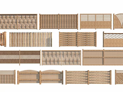 Various Wooden Fence Designs With Different Patterns For Outdoor Garden Use 3d model