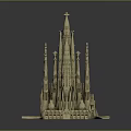 Detailed Architectural Model of Famous Landmark with Tall Spires and Intricate Design