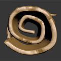 Golden Scroll Shaped Weapon With Metallic Rings And Shiny Decorative Ancient Surface 3d model