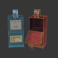 Vintage Blue And Red Self Park Stop Parking Meters With Open Lid