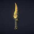 Decorative Weapon Featuring Golden Black Design Skeleton Handle and Sharp Textured Blade 3d model
