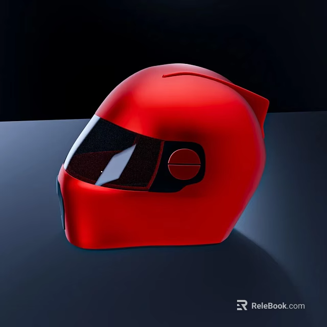 Red Racing Helmet With Modern Design And Black Visor 3d model 