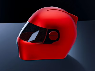 Red Racing Helmet With Modern Design And Black Visor 3d model