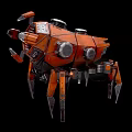 Orange Sci Fi Style Smart Machine Multi Legged With Mechanical Arms And Sensors