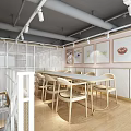 Modern Dessert Shop Interior Design With Open Layout Fresh Bread Display Shelves And Staircase