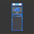 Blue ATM Machine With Digital Display Keypad And Card Insertion Slot 3d model