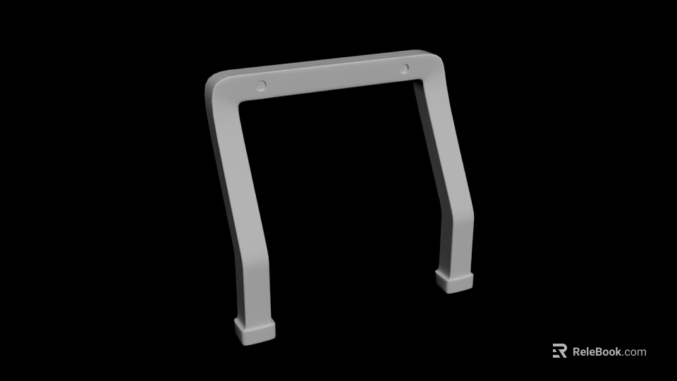 Gray Metal U Shaped Support Bracket With Vertical Legs And Base Feet 3d model 