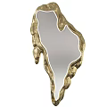 Two Golden Irregular Shaped Mirrors With Textured Frame For Modern Home Decor