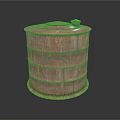 Industrial Metal Storage Tank Featuring Cylindrical Design Covered Lid And Rustic Surface