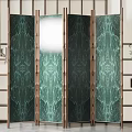 Modern Green Marble Pattern Room Divider With Metal Frame For Interior Decoration 3d model