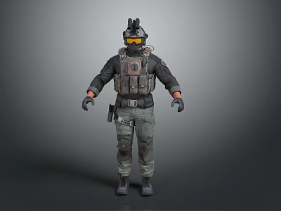 Tactical Military Character 3D Model with Helmet Vest and Combat Gear 3d model