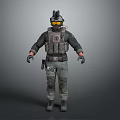 Tactical Military Character 3D Model with Helmet Vest and Combat Gear