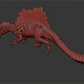 Realistic Ferocious Sailback Reptile Model With Scaly Skin And Open Mouth