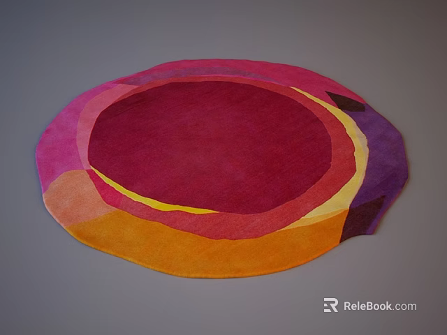 Round Carpet With Vibrant Multicolored Layers In Pink Red Orange And Purple Tones 3d model 