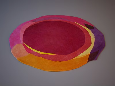 Round Carpet With Vibrant Multicolored Layers In Pink Red Orange And Purple Tones 3d model