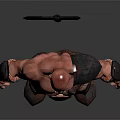 Muscular Game Movie Character With Bald Head Shoulder Armor And Angry Expression