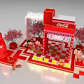 Coca-Cola Spring Festival Booth With Red Theme Cartoon Characters And Festive Decorations