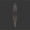 Warship Displaying Long Deck Turrets Hull Structure And Naval Military Architecture Design