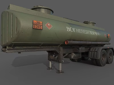Green Fuel Tanker Trailer With Dual Dome Tops Boy Hansen Branding And Hazard Symbols 3d model