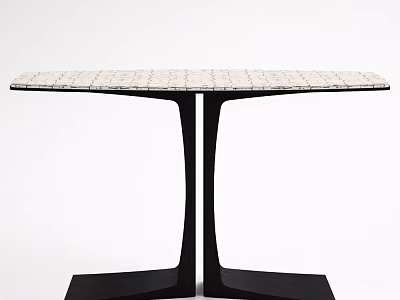 Modern Bar Counter With White Mosaic Top And Black Double Column Supports 3d model