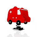 Red Building Blocks Ambulance Toy with Spring Base and White Cross 3d model