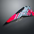 Futuristic Triangular Aircraft Model With Red Black Gray Geometric Patterns And Detailed Design 3d model